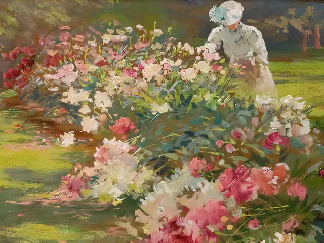 Peonies by Matilda Browne, horizontal tablet wallpaper