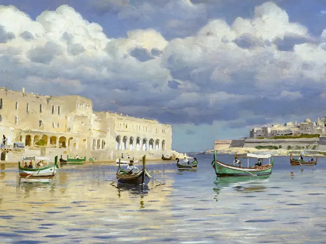 Malta Harbour by Peder Monsted, horizontal tablet wallpaper