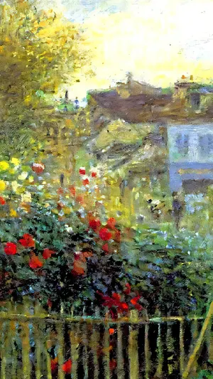Claude Monet painting in his garden in Argenteuil wallpaper