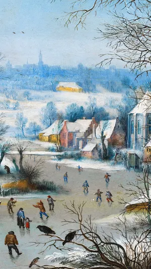 Winter Landscape with a Bird Trap wallpaper