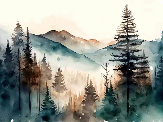 Pine Tree Forest by EcoArtLab, horizontal tablet wallpaper