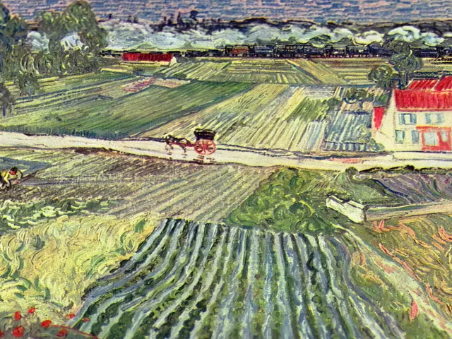 Landscape with a Carriage and a Train by Vincent van Gogh, horizontal tablet wallpaper