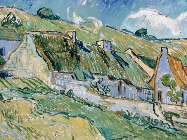 Thatched Cottages and Houses by Vincent van Gogh, horizontal tablet wallpaper