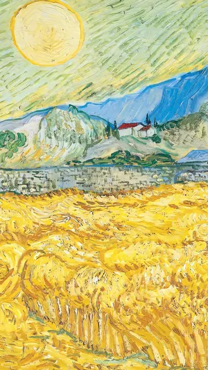 Wheat Field Behind Saint-Rémy with a Reaper wallpaper