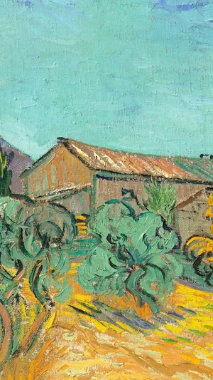 Wooden Sheds among Olive Trees and Cypresses wallpaper