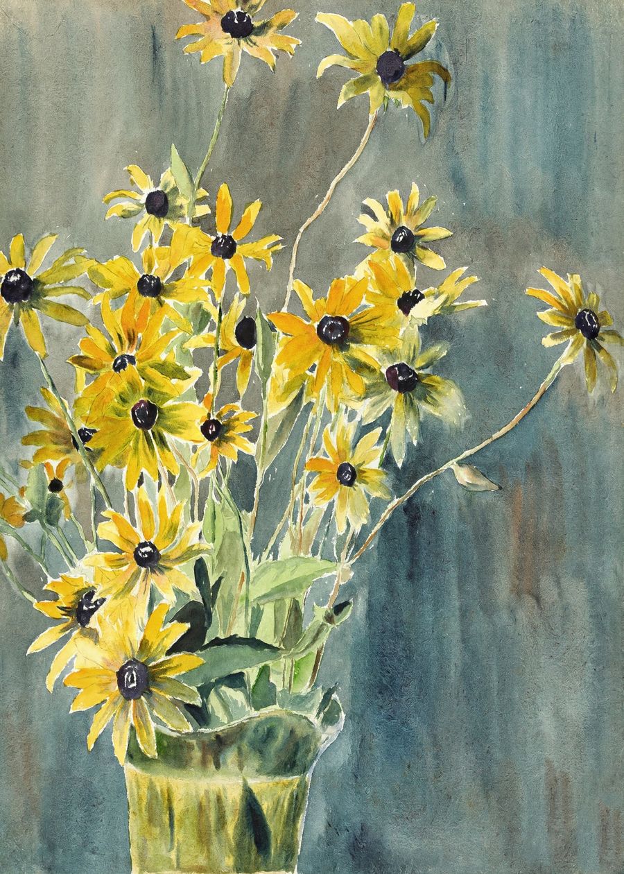 Flowers, Yellow Flowers Vase Still Botanical