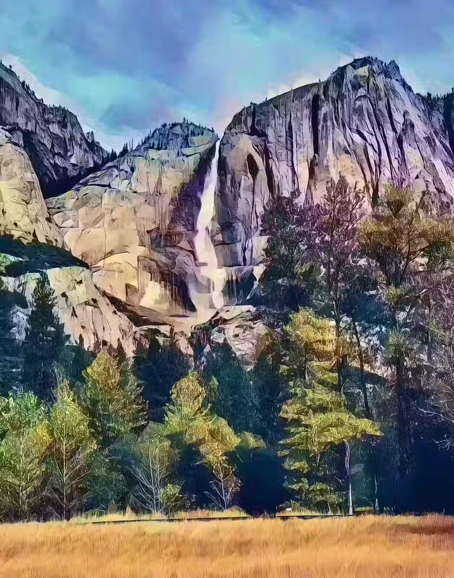 Seasonal, Yosemite Falls Autumn Landscape